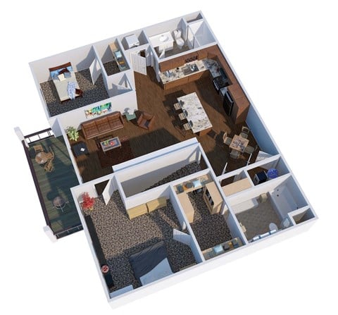 Floor plan for 2 beds, 2 baths, 1187 sqft